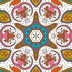 Fototapeta premium Abstract Pattern Floral Blue Pink Orange Green 608