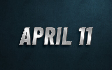 APRIL IN SILVER HIGH RELIEF LETTERS ON DARK BACKGROUND