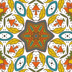 Abstract Pattern Floral Blue Pink Orange Green 594