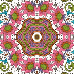 Abstract Pattern Floral Blue Pink Orange Green 573