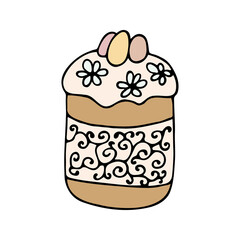 Hand drawn easter cake, bread. Doodle vector illustration