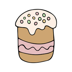 Hand drawn easter cake, bread. Doodle vector illustration