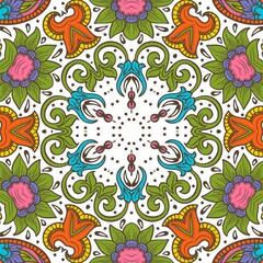 Abstract Pattern Floral Blue Pink Orange Green 557