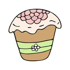 Hand drawn easter cake, bread. Doodle vector illustration