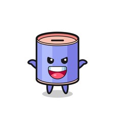 the illustration of cute cylinder piggy bank doing scare gesture