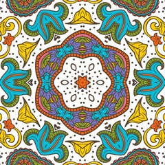 Abstract Pattern Floral Blue Pink Orange Green 550