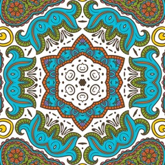 Abstract Pattern Floral Blue Pink Orange Green 548