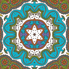 Abstract Pattern Floral Blue Pink Orange Green 547