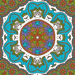 Abstract Pattern Floral Blue Pink Orange Green 546