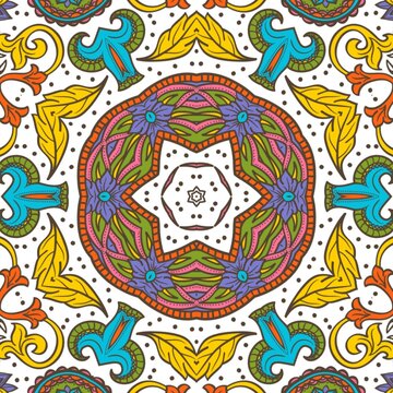 Abstract Pattern Floral Blue Pink Orange Green 551