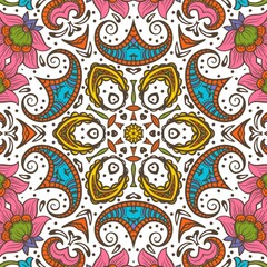 Abstract Pattern Floral Blue Pink Orange Green 533