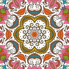 Abstract Pattern Floral Blue Pink Orange Green 532