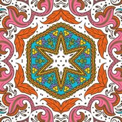 Abstract Pattern Floral Blue Pink Orange Green 529