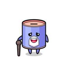 cute cylinder piggy bank grandpa is holding a stick