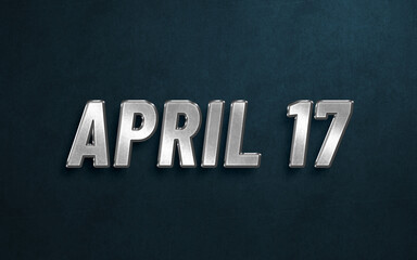 APRIL IN SILVER HIGH RELIEF LETTERS ON DARK BACKGROUND