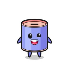 illustration of an cylinder piggy bank character with awkward poses