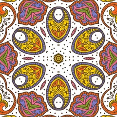 Naklejka premium Abstract Pattern Floral Blue Pink Orange Green 502