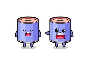 illustration of the argue between two cute cylinder piggy bank characters