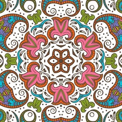 Abstract Pattern Floral Blue Pink Orange Green 497