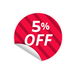 Up To 5% Off Special Offer sale sticker on white background, red sticker, vector illustration