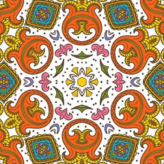 Abstract Pattern Floral Blue Pink Orange Green 479