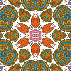 Abstract Pattern Floral Blue Pink Orange Green 474