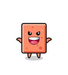 the illustration of cute brick doing scare gesture