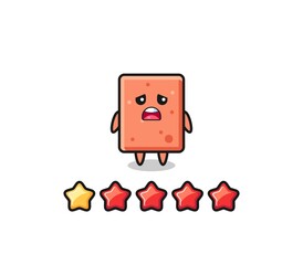the illustration of customer bad rating, brick cute character with 1 star