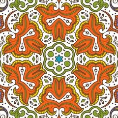 Abstract Pattern Floral Blue Pink Orange Green 458