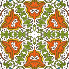 Abstract Pattern Floral Blue Pink Orange Green 457