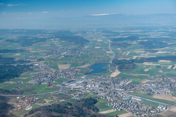 aerial view of Schönbühl and Moossee