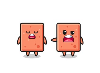 illustration of the argue between two cute brick characters
