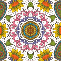 Abstract Pattern Floral Blue Pink Orange Green 417