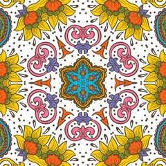Abstract Pattern Floral Blue Pink Orange Green 416