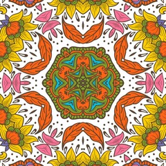 Abstract Pattern Floral Blue Pink Orange Green 414