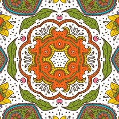 Abstract Pattern Floral Blue Pink Orange Green 393
