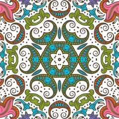 Abstract Pattern Floral Blue Pink Orange Green 387