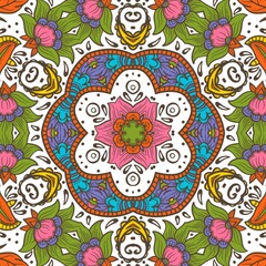 Abstract Pattern Floral Blue Pink Orange Green 384