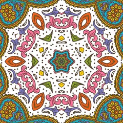 Naklejka premium Abstract Pattern Floral Blue Pink Orange Green 371