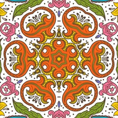 Abstract Pattern Floral Blue Pink Orange Green 369