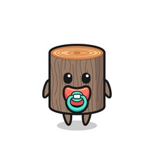 baby tree stump cartoon character with pacifier