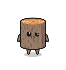 the mascot of the tree stump with sceptical face