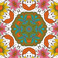 Abstract Pattern Floral Blue Pink Orange Green 314