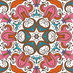 Abstract Pattern Floral Blue Pink Orange Green 311