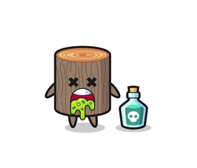 illustration of an tree stump character vomiting due to poisoning
