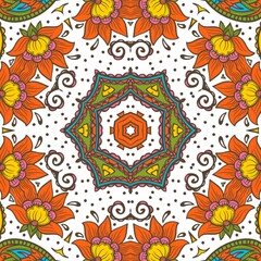 Abstract Pattern Floral Blue Pink Orange Green 303