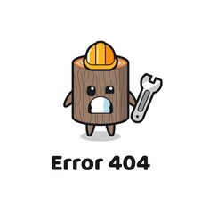 error 404 with the cute tree stump mascot