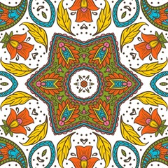 Abstract Pattern Floral Blue Pink Orange Green 302