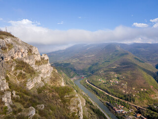 Fototapeta na wymiar Aerial view of Iskar river Gorge near village of Milanovo, Bulgaria