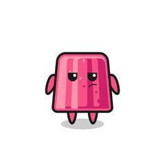 cute jelly character with suspicious expression